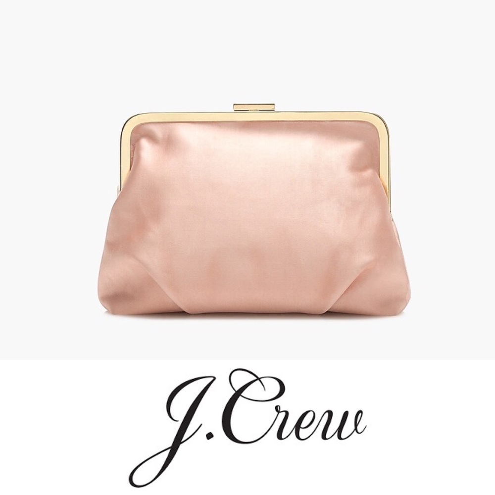 J. Crew satin frame bag clutch, pink, NWT